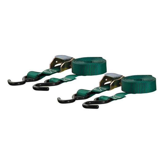 CURT 15 Dark Green Cargo Straps w/"S" Hooks - 300 lbs - 2 Pack [83015]