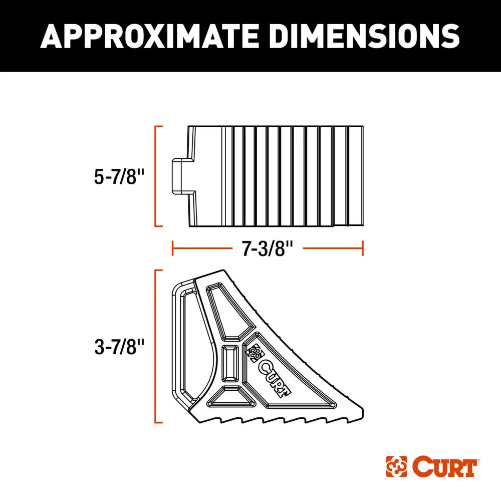 CURT HD Rubber Wheel Chock w/Handle  Single Trailer Mount [22803]