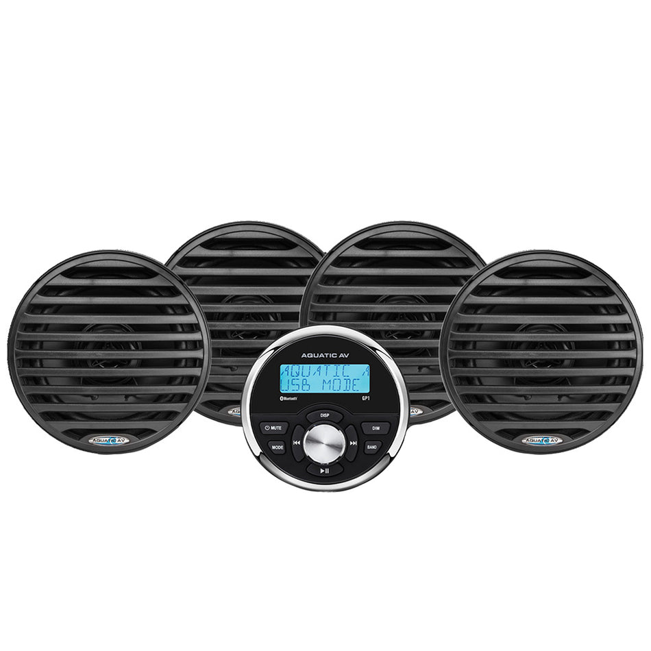 Aquatic AV Economy Gauge Stereo/Speakers Kit - Black [EG100]
