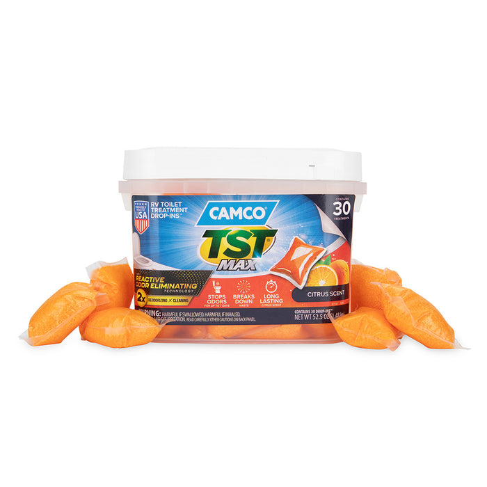 Camco TST MAX Marine/RV Toilet Treatment Drop-INs *30 Per Bucket [41183]