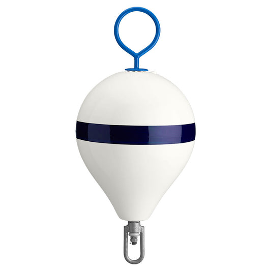 Polyform 13.5" CM Mooring Buoy w/Steel Iron - White Blue Stripe [CM-2 WH-STR]