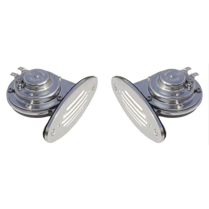 Schmitt Marine Mini Stainless Steel Dual Drop-In Horn w/Stainless Steel Grills High  Low Pitch [10055]