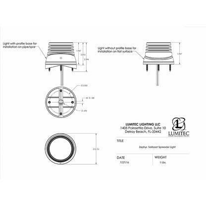 Lumitec Zephyr LED Spreader/Deck Light -Brushed, Black Base - White Non-Dimming [101326]