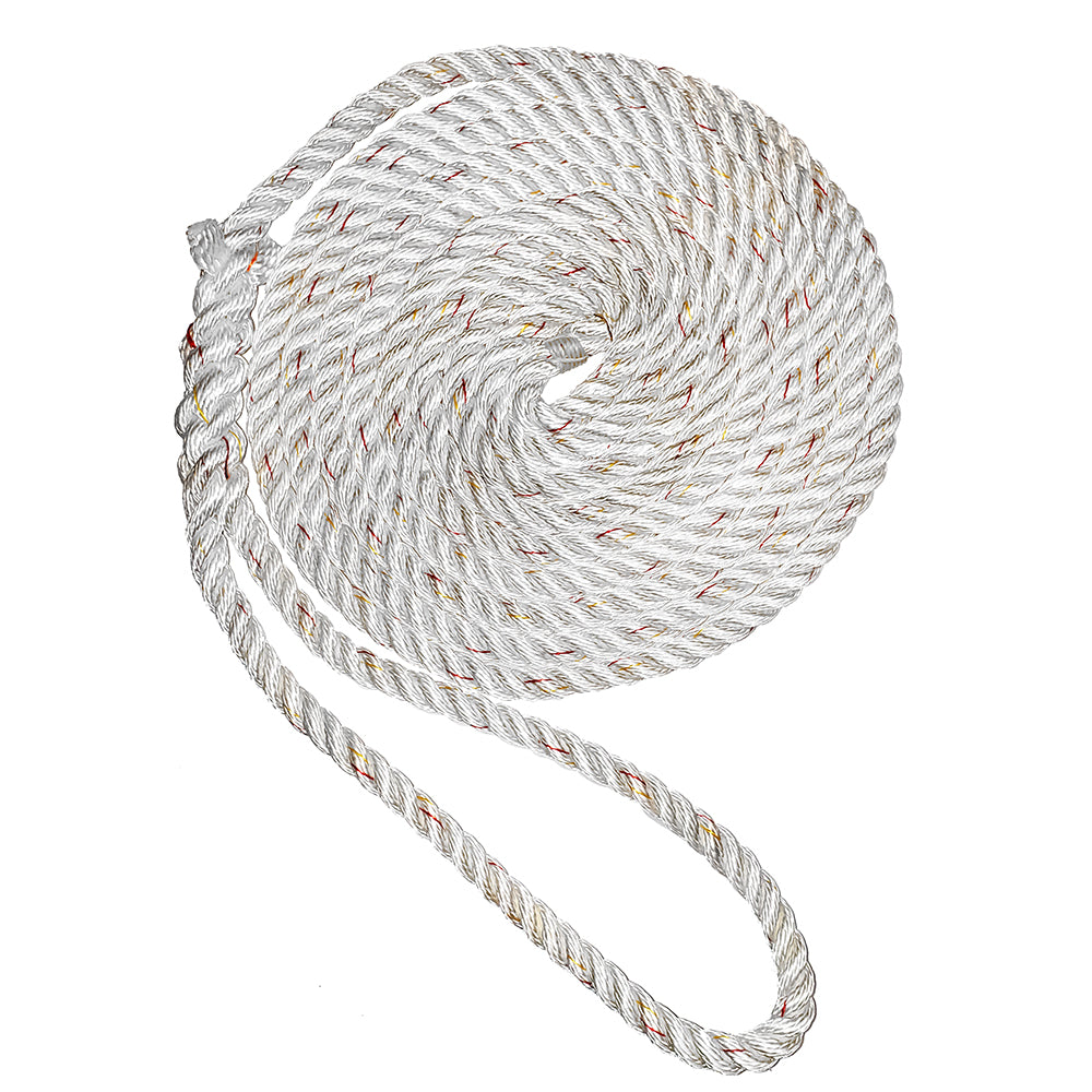 New England Ropes 3/4" Premium 3-Strand Dock Line - White w/Tracer - 35 [C6050-24-00035]