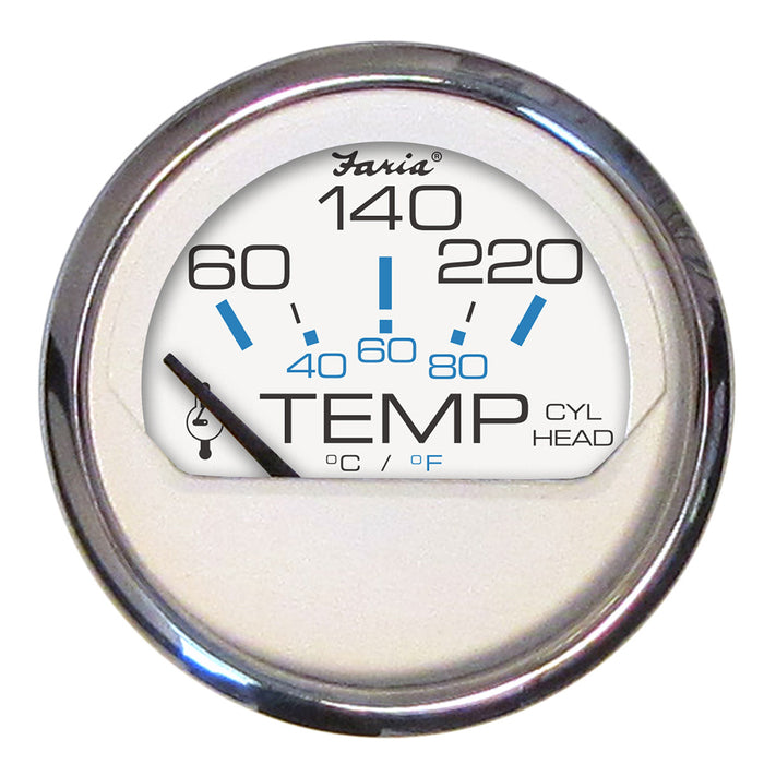 Faria Chesapeake White SS 2" Cylinder Head Temperature Gauge (60-220F)  [13806]