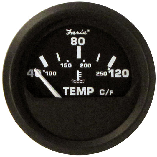 Faria Euro Black 2" Water Temperature Gauge - Metric (40 to 120 C) [12814]