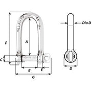 Wichard Self-Locking Long D Shackle - Diameter 6mm - 1/4" [1213W]