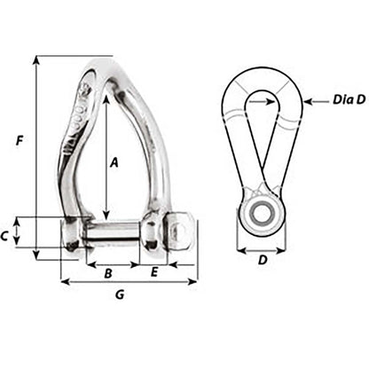 Wichard Self-Locking Twisted Shackle - Diameter 5mm - 3/16" [01222]