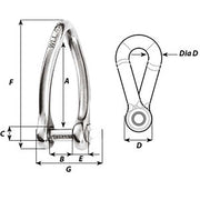Wichard Captive Pin Twisted Shackle - Diameter 6mm - 1/4" [1423W]
