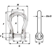 Wichard Captive Pin Bow Shackle - Diameter 6mm - 1/4" [1443W]