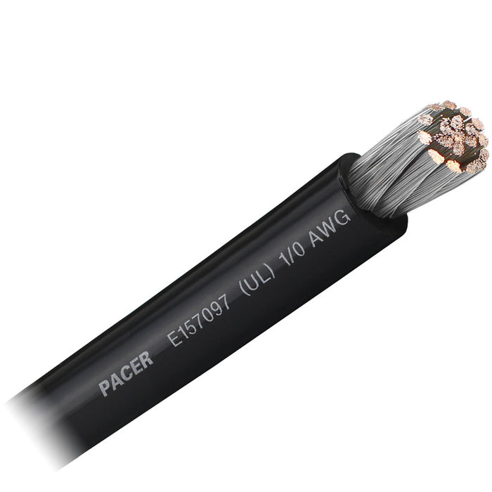 Pacer Black 1/0 AWG Battery Cable - Sold By The Foot  [WUL1/0BK-FT]