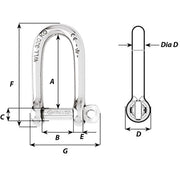 Wichard Self-Locking Long D Shackle - 10mm Diameter - 13/32" [1215W]