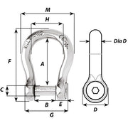 Wichard Self-Locking Allen Head Pin Bow Shackle - 6mm Diameter - 1/4" [1343W]