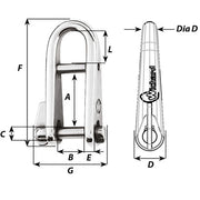 Wichard HR Key Pin Shackle With Bar - 8mm Pin Diameter [91434W]