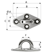 Wichard Diamond Pad Eye - Round - 98mm Length (3-55/64") - M8 Screw [6646W]